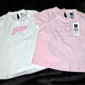 New Baby Gap 18-24 mo Pink and White Logo T-shirt Set Girls